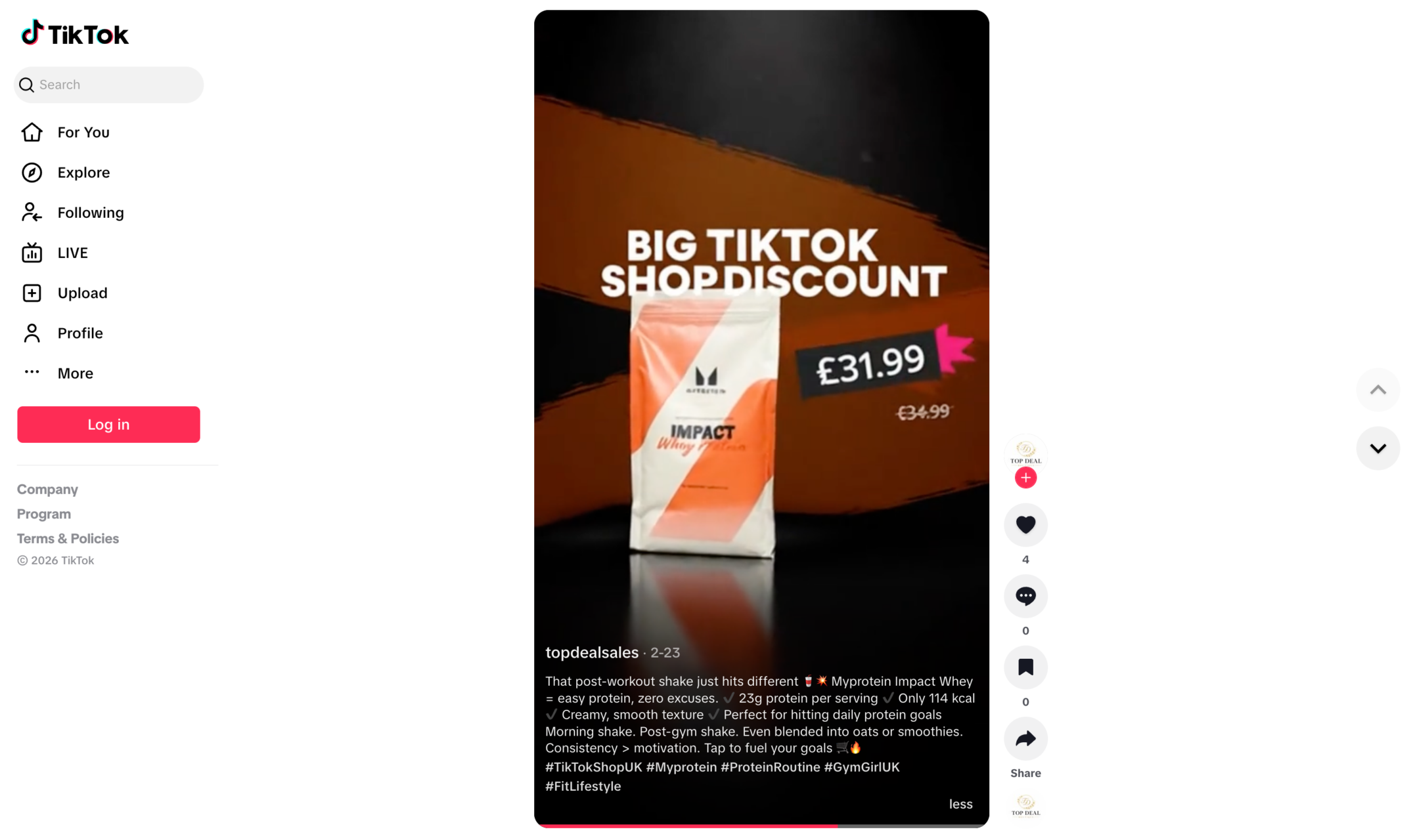 MyProtein TikTok Shop